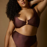Aira High Waisted Bikini Bottoms - Espresso
