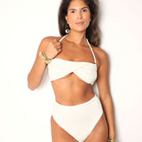 Estella High Waisted Bikini Bottom - Soft White
