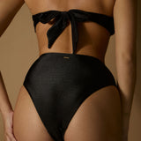 Gisela High Shine Bikini Bottom - Black