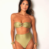 Gisela High Shine Bikini Bottom - Olive