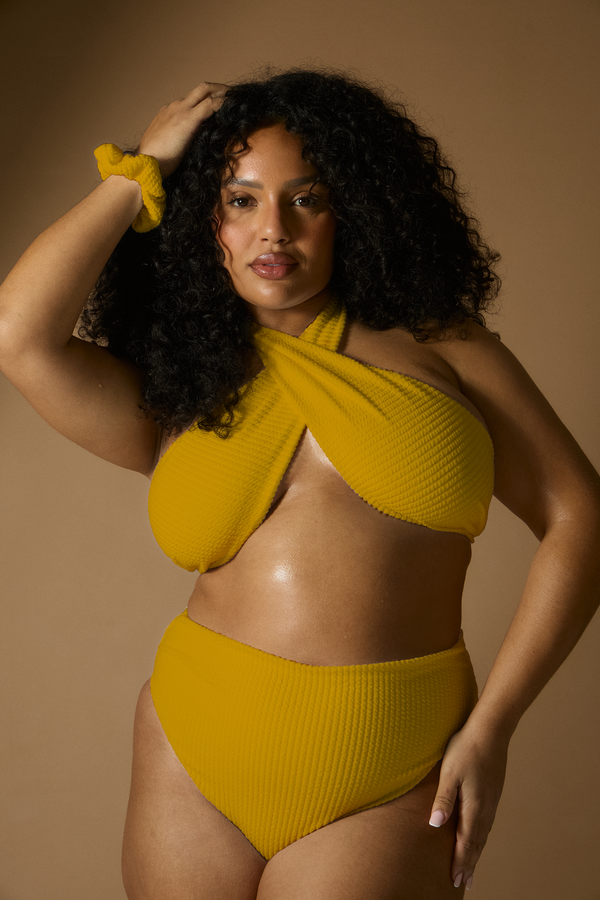 Estella High Waisted Bikini Bottom - Yellow Ochre