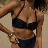 Gisela High Shine Bikini Bottom - Black